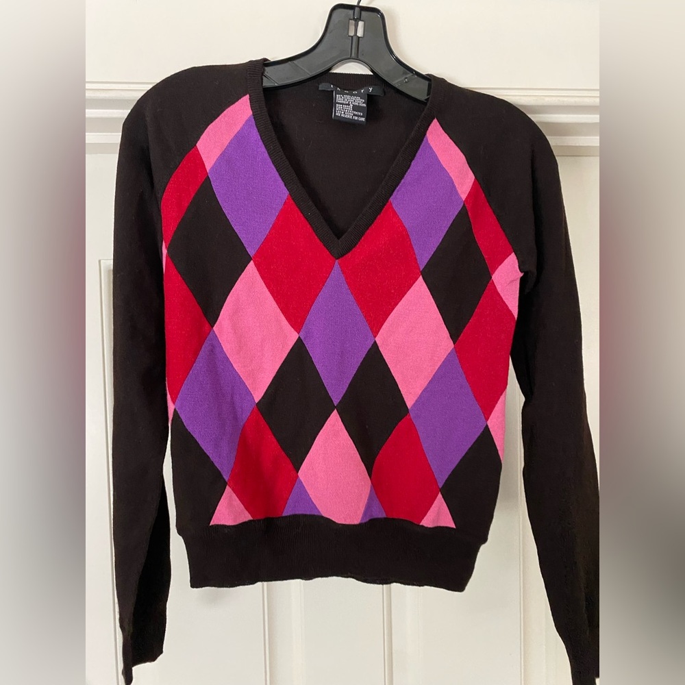 Theory vintage wool argyle sweater